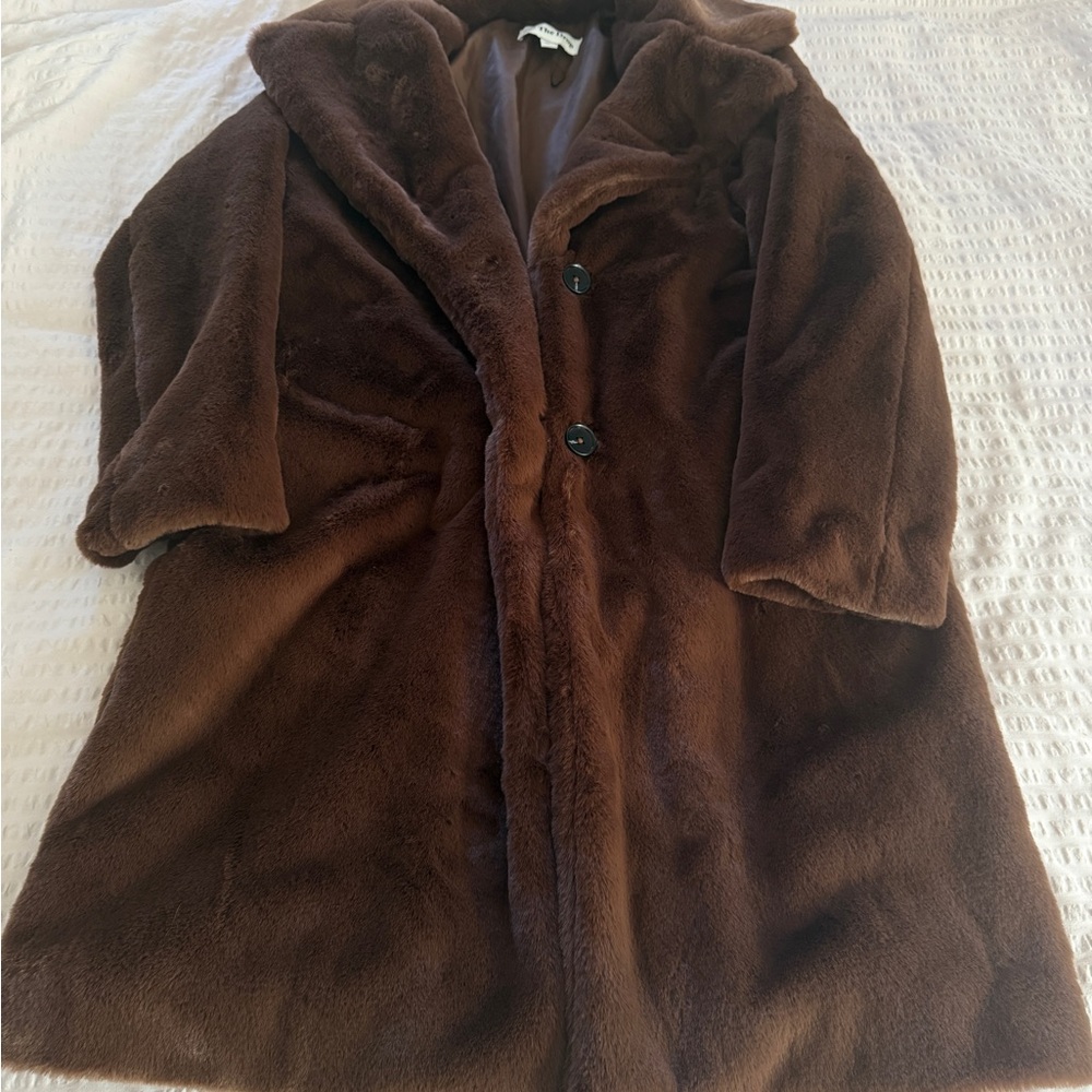 Women’s Plush Teddy Coat in Deep Brown